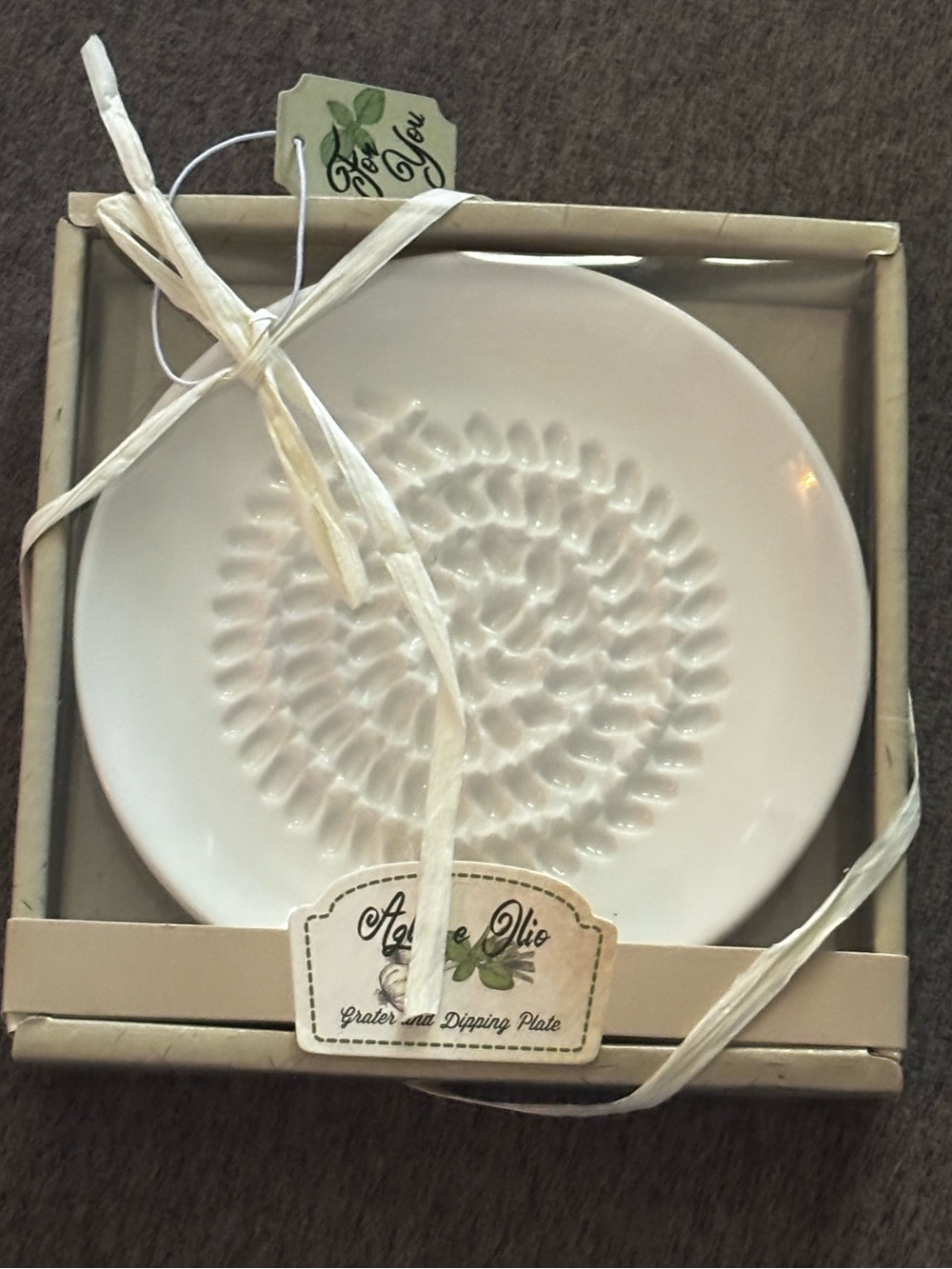 Artisan Cream Ceramic Grater & Dipping Plate